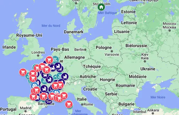 Map with teh retailers of Floatee