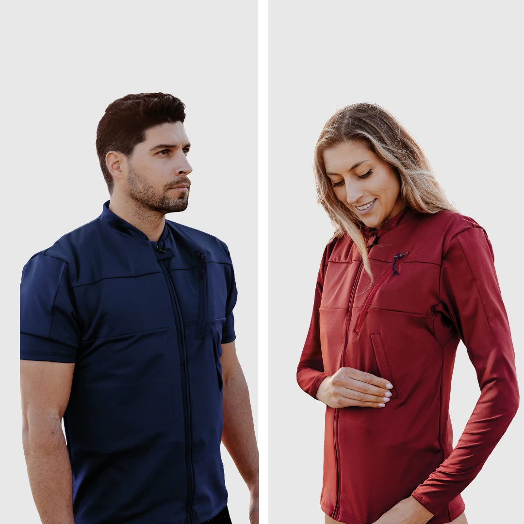 options for Floatee anti-drowning T-shirt for adults: colors, length of sleeves, sizes